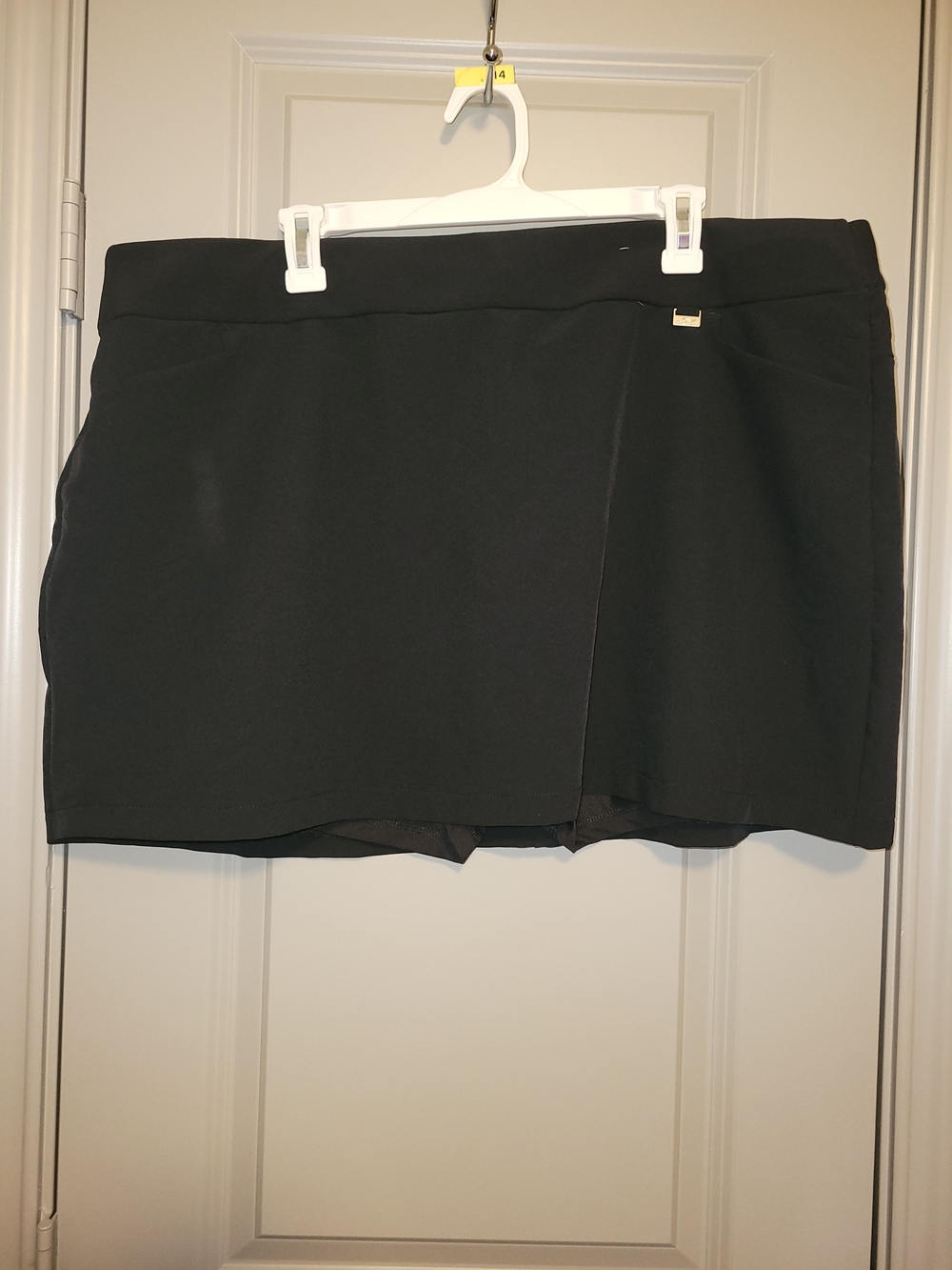Black Women's Mini Skort with Clean Wrap Front